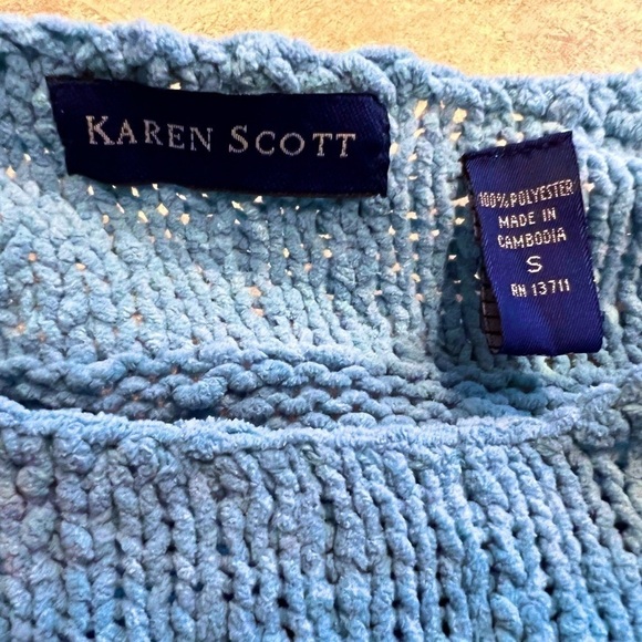 🆕 Karen Scott plush blue scoop neck pullover sweater small - Picture 5 of 6